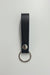 Black leather loop keychain with metal ring