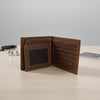 Crazy horse leather bifold wallet, front view
