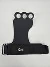 Black genuine leather weightlifting glove in a clean product presentation