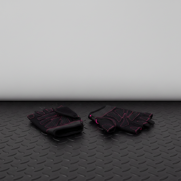 Pink leather workout glove in a clean product presentation