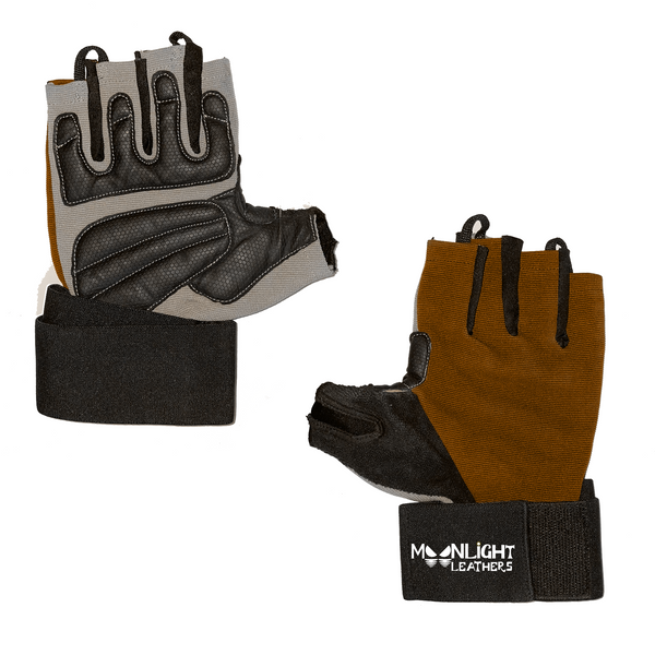 Gym gloves with long strap - MoonLightLeathers