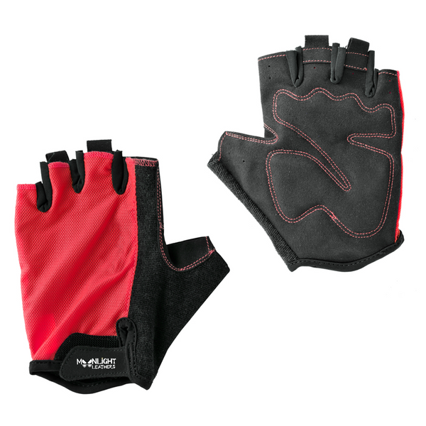 Red and black mesh cycling gloves - MoonLightLeathers