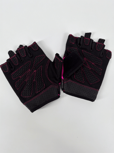 Pink leather workout glove in a clean product presentation